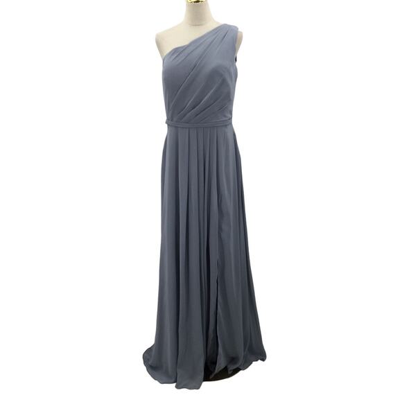 FORMAL SZ 16 1x plus blue assymetrical one shoulder bridesmaid maxi dress B78 - Picture 1 of 9
